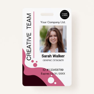 Dusty Roze ID Badge Foto Creatief Ontwerpteam