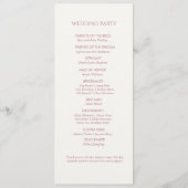 Dusty Roze Ivoor Monogram Welkom Huwelijksprogramm Programmakaart (Achterkant)