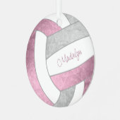 dusty roze keepaardvolleybal metalen ornament (Voorkant links)