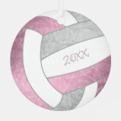 dusty roze keepaardvolleybal metalen ornament (Achterkant)