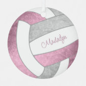 dusty roze keepaardvolleybal metalen ornament (Voorkant)