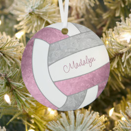 dusty roze keepaardvolleybal metalen ornament