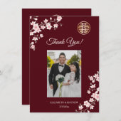 Dusty roze kersenbloesem bruiloft dank u bedankkaart (Voorkant / Achterkant)