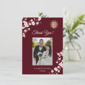 Dusty roze kersenbloesem bruiloft dank u bedankkaart (Staand voorkant)