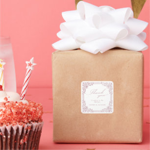 Dusty Roze Lijst Elegant Script Bedankt Vierkante Sticker