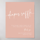 Dusty Roze Luier Raffle Teken Meisje Modern Minima Poster (Voorkant)