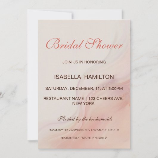 Dusty Roze Marmeren Script Kalligrafie Vrijgezelle Kaart (Voorkant)