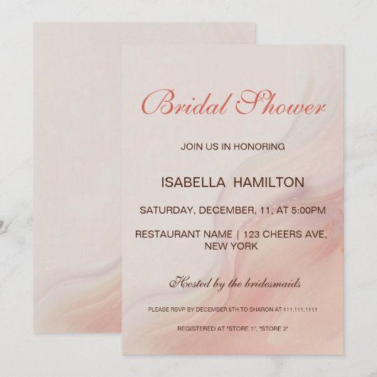 Dusty Roze Marmeren Script Kalligrafie Vrijgezelle Kaart (Voorkant / Achterkant)