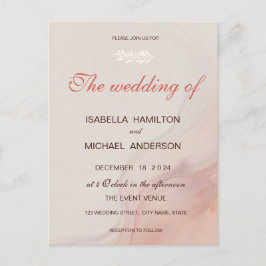 Dusty Roze Marmeren Script Kalligrafie Witte Tak Uitnodiging Briefkaart