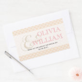 Dusty roze Marokkaanse tegel ampersand bruiloft gu Rechthoekige Sticker (Envelop)