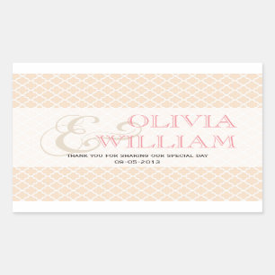 Dusty roze Marokkaanse tegel ampersand bruiloft gu Rechthoekige Sticker