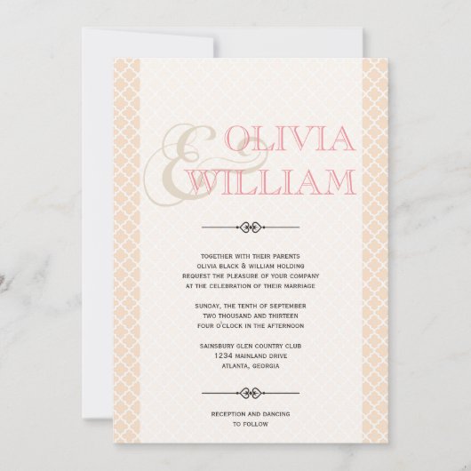 Dusty roze Marokkaanse tegel ampersand modern brui Kaart (Voorkant)