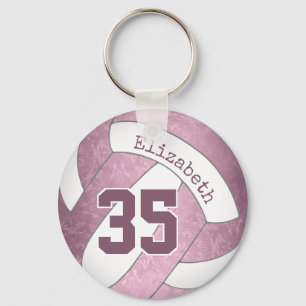 dusty roze mauve personalized girly volleyball sleutelhanger