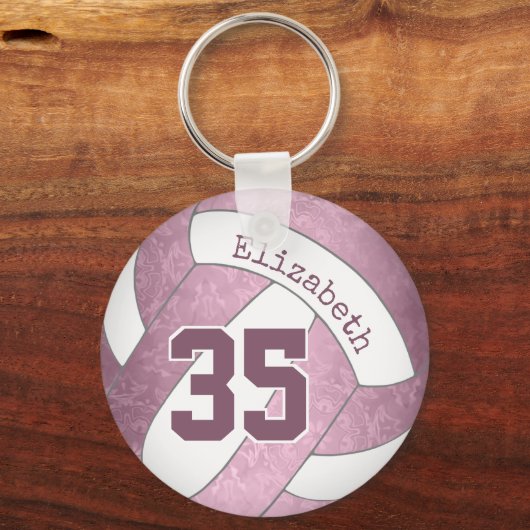 dusty roze mauve personalized girly volleyball sleutelhanger (Achterkant)