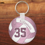 dusty roze mauve personalized girly volleyball sleutelhanger (Voorkant)
