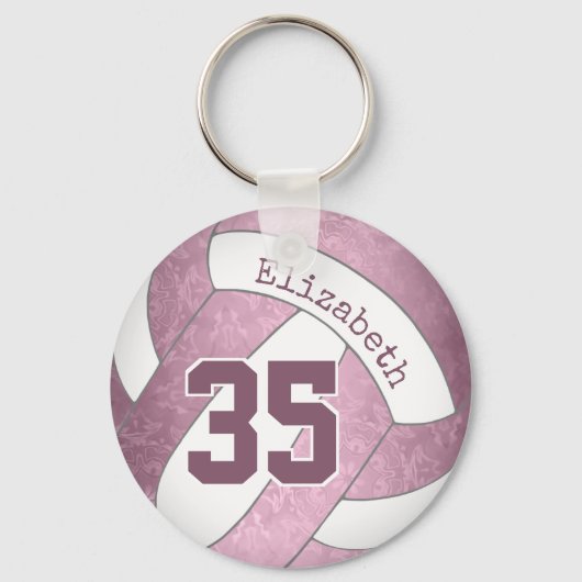 dusty roze mauve personalized girly volleyball sleutelhanger (Achterkant)