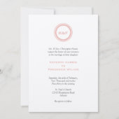 Dusty roze medallion initialen bruiloft kaart (Voorkant)