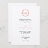 Dusty roze medallion initialen bruiloft kaart (Voorkant / Achterkant)