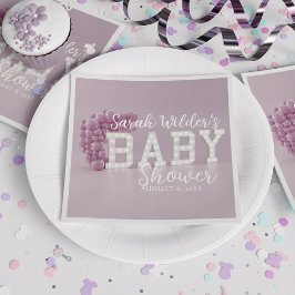 Dusty roze meisje ballon boog Baby shower servette Servet