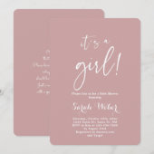 Dusty Roze minimalistisch modern baby shower meisj Kaart (Voorkant / Achterkant)