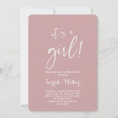 Dusty Roze minimalistisch modern baby shower meisj Kaart (Voorkant)