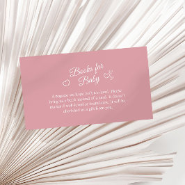 Dusty Roze Minimalistische Baby shower Boeken voor Informatiekaartje