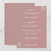 Dusty Roze Minimalistische Bruiloft Kaart (Voorkant / Achterkant)