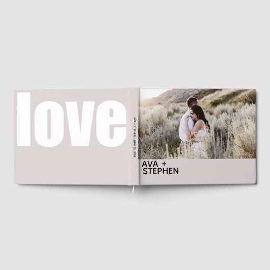 Dusty Roze minimalistische Foto Trouwen Gastboek Gastenboek (Volledig)