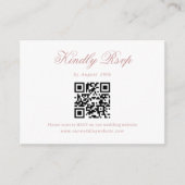 Dusty Roze Minimalistische Script Bruiloft QR Code Informatiekaartje (Voorkant)