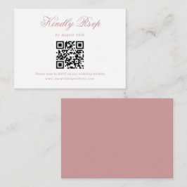 Dusty Roze Minimalistische Script Bruiloft QR Code Informatiekaartje