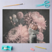 Dusty roze moody florals vrouwenachterportret tissuepapier (Craft)