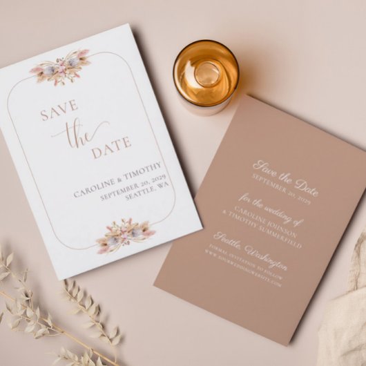 Dusty roze pampas grass sparen de Datum aankondigi Kaart