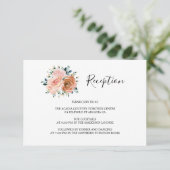 Dusty Roze Perzik Koraal Rozen Trouwreceptie Informatiekaartje (Staand voorkant)