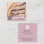 Dusty Roze QR-codestikels foto-visitekaartjes Vierkante Visitekaartje (Voorkant / Achterkant)