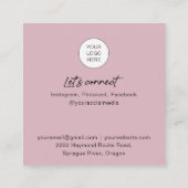 Dusty Roze QR-codestikels foto-visitekaartjes Vierkante Visitekaartje (Achterkant)