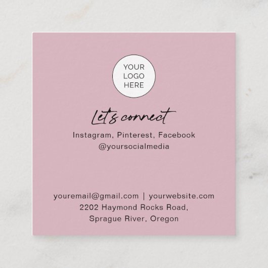 Dusty Roze QR-codestikels foto-visitekaartjes Vierkante Visitekaartje (Achterkant)