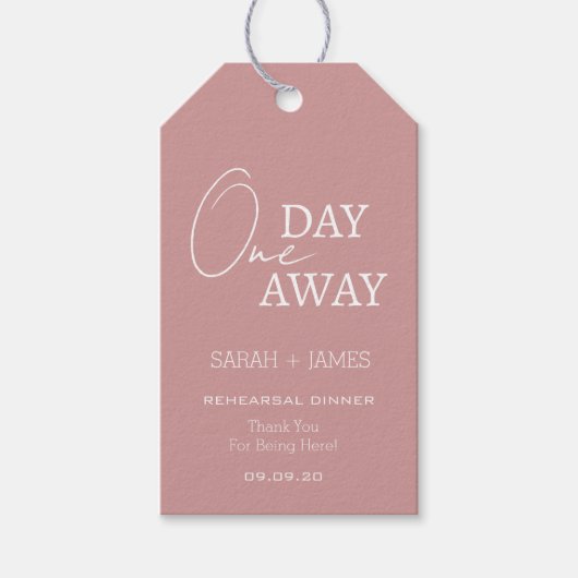 Dusty Roze Repetitie Diner Trouwen Dank u Cadeaulabel (Voorkant)