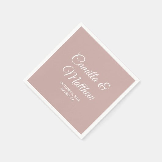 Dusty Roze Romantisch Script Gepersonaliseerde bru Servet (Hoek)