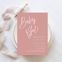 Dusty Roze/Roos baby meisje Bohemian Baby shower Kaart