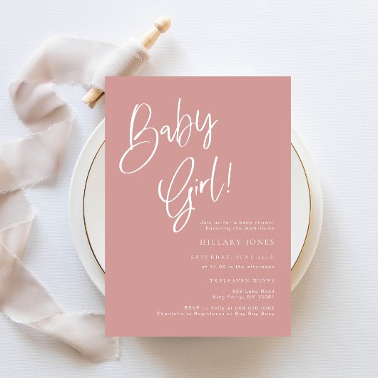 Dusty Roze/Roos baby meisje Bohemian Baby shower Kaart