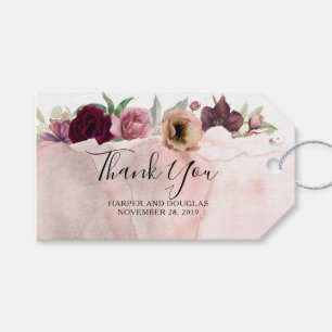 Dusty Roze Rose Waterverf Vintage bruiloft Cadeaulabel