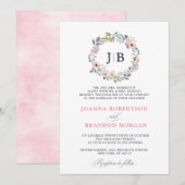 Dusty roze Roses Midzomer Floral Wedding Kaart (Voorkant / Achterkant)