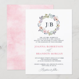 Dusty roze Roses Midzomer Floral Wedding Kaart