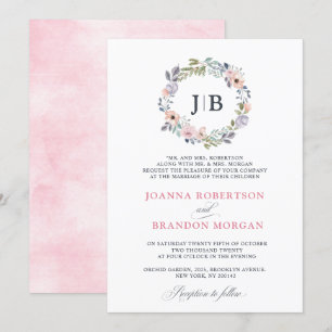 Dusty roze Roses Midzomer Floral Wedding Kaart