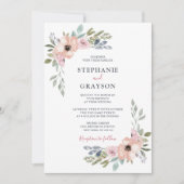 Dusty roze Roses Midzomer Floral Wedding Kaart (Voorkant)