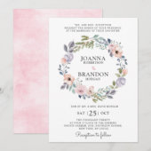 Dusty roze Roses Midzomer Floral Wedding Kaart (Voorkant / Achterkant)