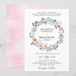 Dusty roze Roses Midzomer Floral Wedding Kaart