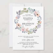 Dusty roze Roses Midzomer Floral Wedding Kaart (Voorkant)