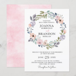 Dusty roze Roses Midzomer Floral Wedding Kaart