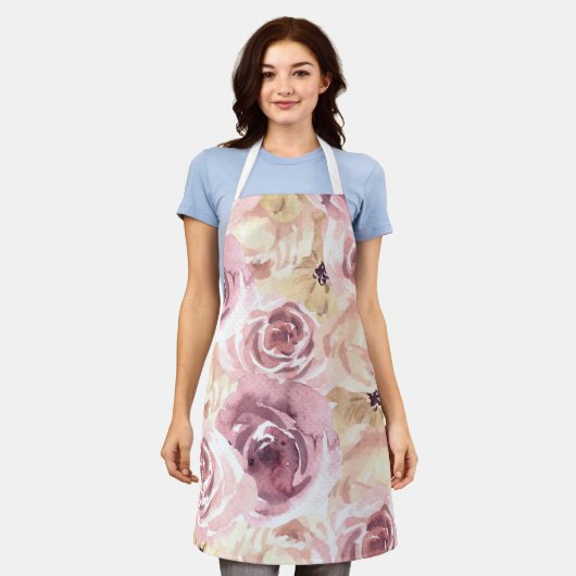 Dusty roze Roses Schort (Gedragen)